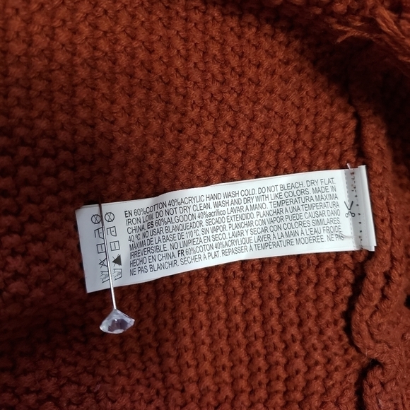 Distressed rib knit varsity collared sweater, Size S. - Picture 8 of 9